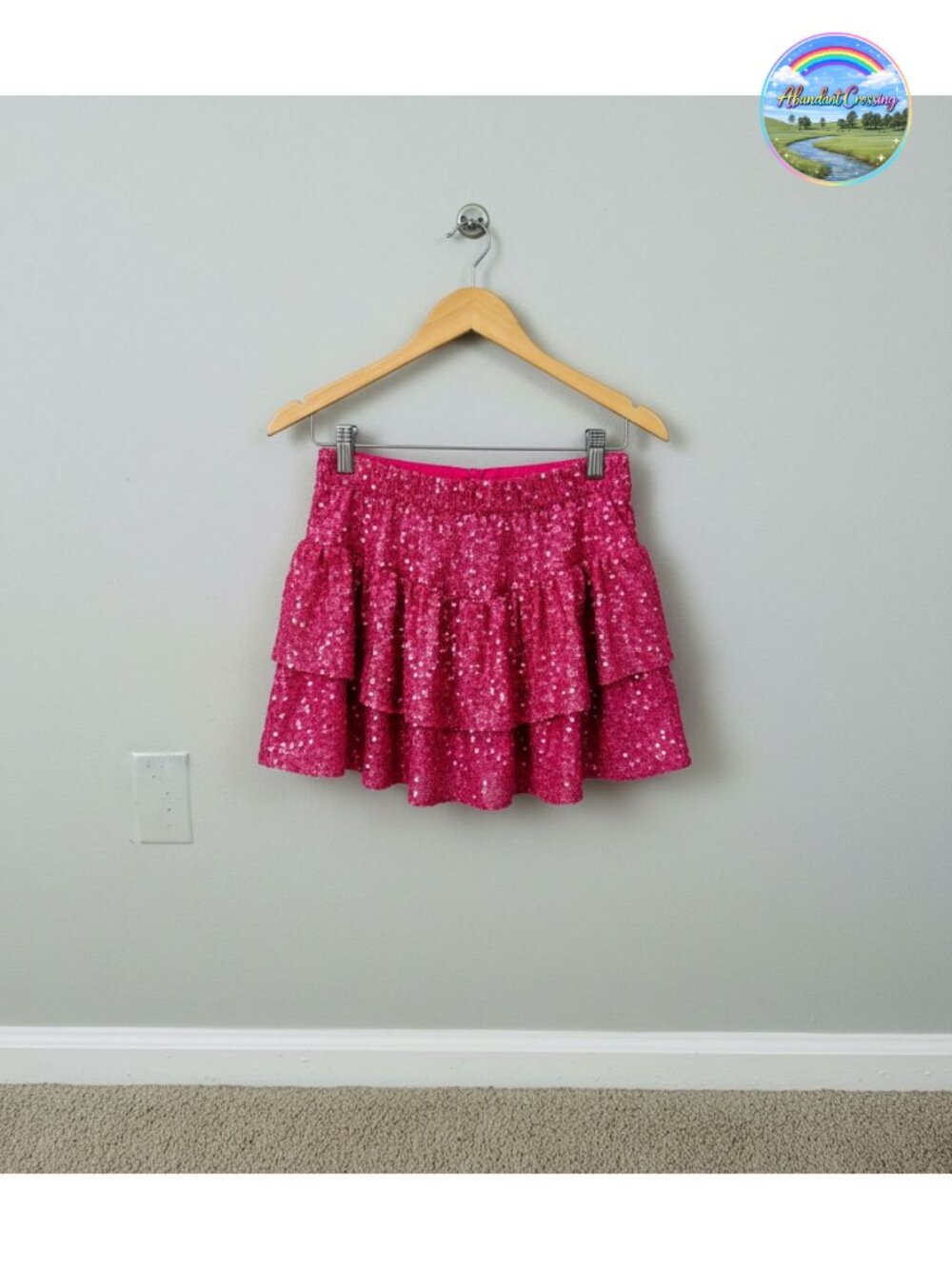 Women Sequin Mini Skort with Ruffle High Waist A-Line Sparkly Party Skirt